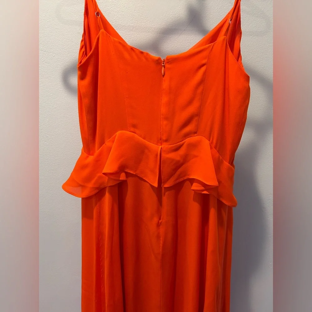 L'agence Silk Orange Ruffle Maxi Dress Size 2 - Picture 7 of 14